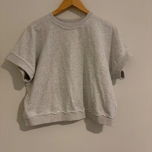 The Greii Heather Gray Short Sleeve Crossover Open Back Sweatshirt Size L M1484A